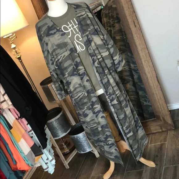 NWT Boutique Camo over-sized boxy duster cardigan grunge western boho casual - Picture 7 of 7